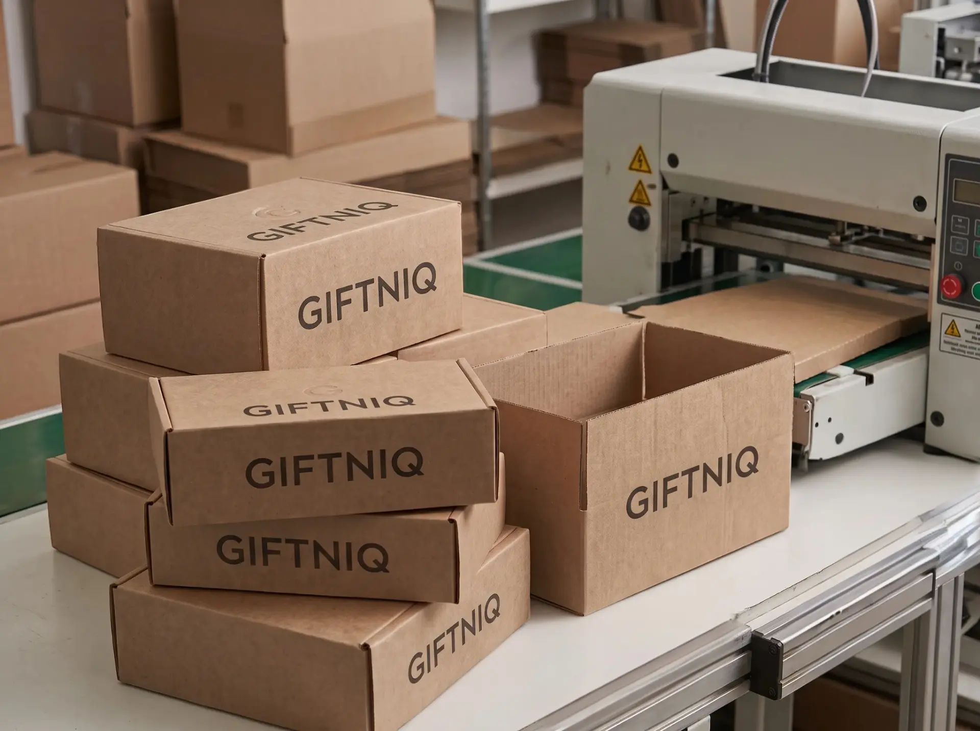 GIFTNIQ 로고가 인쇄되어 제작된 맞춤 패키지 상자